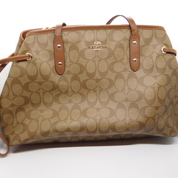 Coach Handbags - Coach  Signature Shoulder Bag Khaki/Brown F57842